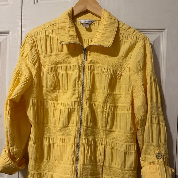 Christopher & Banks Tops - Christopher & Banks yellow Waffle zip up Long Sleeve